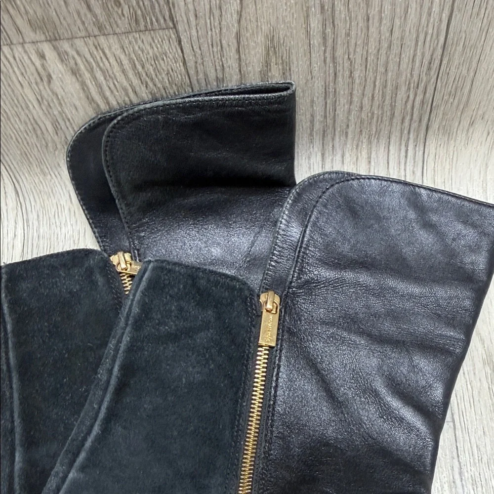 Michael Kors Black Over the Knee Boots with Gold Zipper